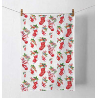 Kitchen towel X-Mas stockings white