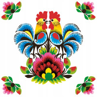 TOWICZ FOLK ROOSTERS ON WHITE, Maki