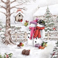 SNOWMAN BRINGING GIFTS  33x33,  Ambiente