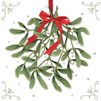 MISTLETOE WITH BOW white 33x33, Ambiente