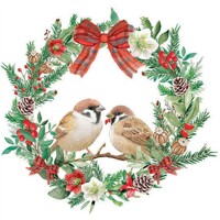 SPARROWS IN WREATH 33x33, Ambiente