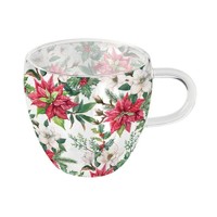 Double-walled glass 0.2 L Christmas florals