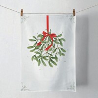 Kitchen towel Mistletoe with bow white